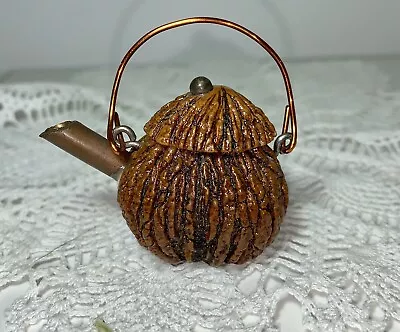 Mini Hand Crafted Dollhouse Miniature Teapot /Coffee Pot Made From A Walnut • $8