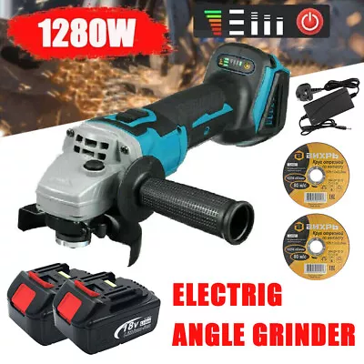 18V Cordless Angle Grinder Brushless 125mm With 1/2 Battery & Charger & Disc • £27.79