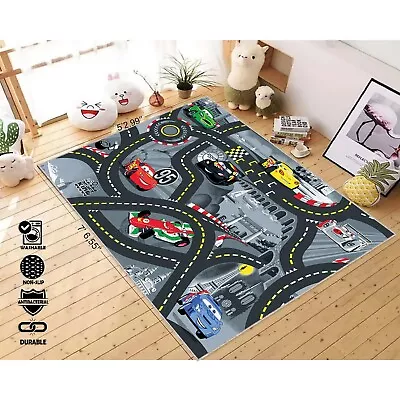 $132 • Buy Lightning McQueen Rug, Kids Room Decor, Game Room Rug, Play Rug, Gift For Him,