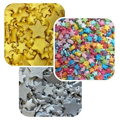 Edible Stars Mixed Size Gold Silver Rainbow Sprinkles Cake Confetti Decorations • £3.30