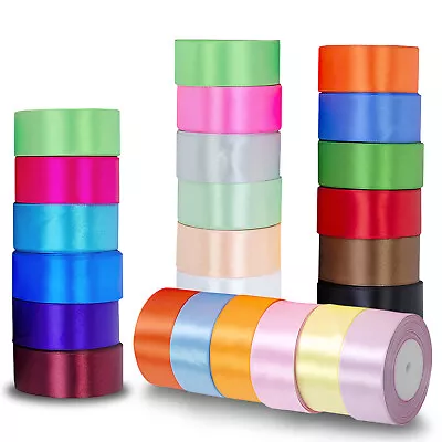 £1.49 • Buy Satin Ribbon Rolls Reel 10mm 40mm 50mm Widths Double Sided 25 Metres Silk Ribbon
