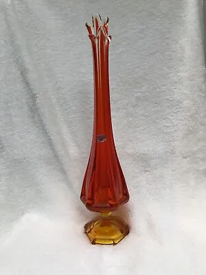 Viking Epic Swung Vase 6 Petal Pedestal Base 18” W/ Tag UV GLOW Persimmon Orange • $85