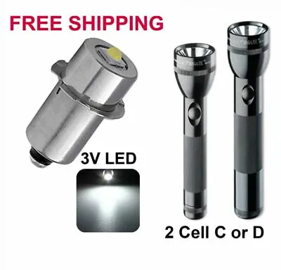 LED Replacement Upgrade Bulb For 3V Maglite 2 Cell C/D Flashlight Lantern Torch • $7.99