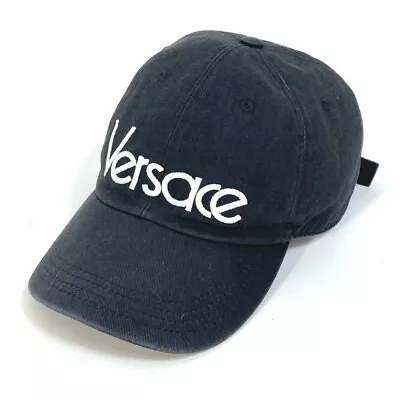 VERSACE Logo Hat Cap Cotton Black/White • $324.50