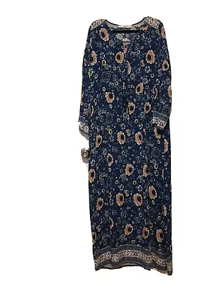 Lorraine Size 16 Blue Floral Longsleeve Maxi • $38