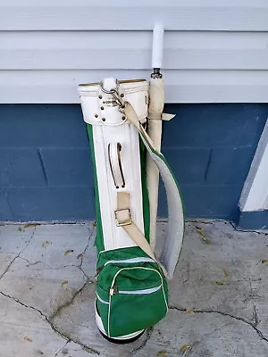 Vintage Coyote Pro Only Golf Bag Green Leather With Matching Club Head Covers • $59.99