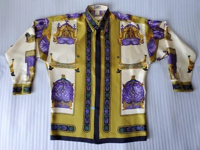 ATELIER VERSACE All Over Pattern Silk Shirt Men Size48 Multicolor Vintage • $970