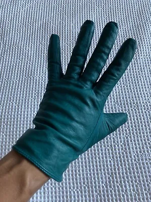Teal Green Leather Gloves - Size: S/M - From Accesorize - In Perfect Condition • £12