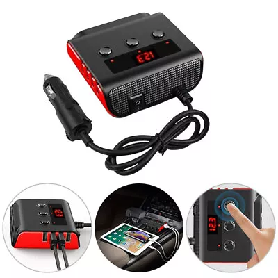 3Way Car Cigarette Lighter Socket Splitter 4 USB Ports Charger Power Adapter Kit • £13.99