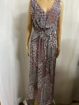 Katies Size 12 Sleeveless Paisley/geo Print Boho  Dress Tie Waist • $20