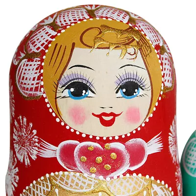 Wooden Russian Nesting Babushka Matryoshka Dolls Set Hand Painted Round  • $43.99