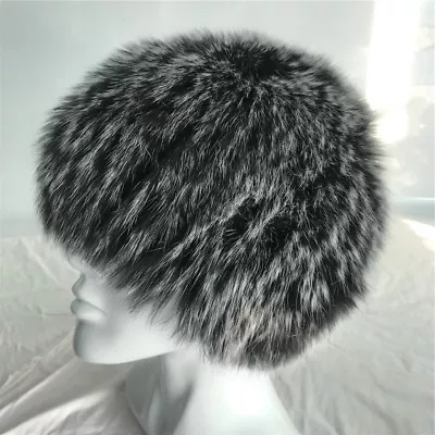 Geniune Real Fox Fur Hat Cap Elastic Knitted Winter Warm Ski Beanie Hats • $39.99