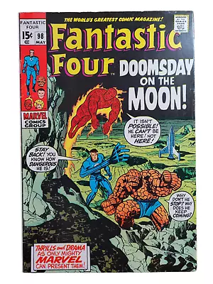 Fantastic Four 98 1970 Marvel Doomsday On The Moon! Kirby! VG-/VG RAW VINTAGE • £48.21