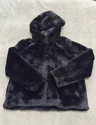 Vero Moda Sui Hooded Faux Fur Jacket -Black Size M • $18.65