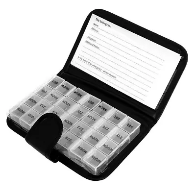7 Day Pill Leather Pill Organiser Medicine Wallet Storage Travel Dispensor Box • £4.85