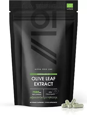 Olive Leaf Extract 7500mg Capsules HIGH STRENGTH Vegan Oleuropein Gluten Free UK • £13.99