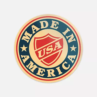 Made In USA America Round Emblem Badge Vinyl Sticker Decal • $2.75