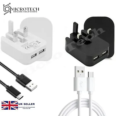 3-Pin 2 AMP Dual USB Port Fast Charging Folding Travel Wall Plug Charger Adapter • £5.29
