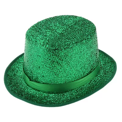 Men Women Top Hat Fancy Dress Shiny Sequin Magician Performing Hat Green • £8.23