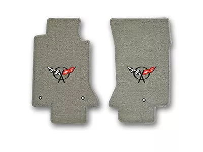 1997-2004 Chevrolet Corvette 2pc Grey Carpet Floor Mats With Black C5 Flags Logo • $138.99