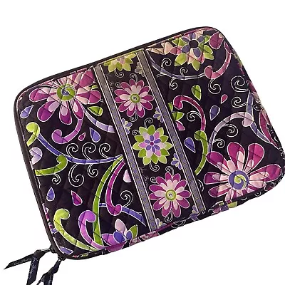 Vera Bradley Purple Punch Laptop Organizer Sleeve Quilted Cotton Pocket Floral • $18.95