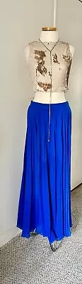 £43.80 • Buy Bebe Cobalt Blue Pleated Long Maxi Skirt Light Sheer Size S