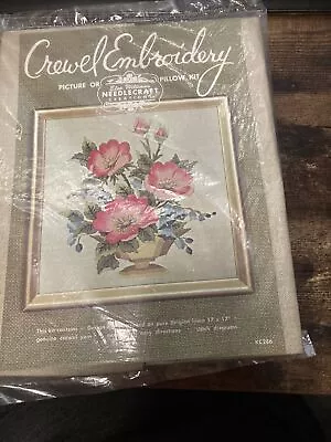 Elsa Williams Jacobean Roses Crewel Embroidery Kit 17  Belgian Linen Vintage New • $28.99