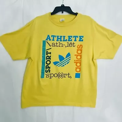 Adidas Trefoil Vintage T-shirt Single Stitch XL USA Made Athlete Sport Spell Out • $14.99