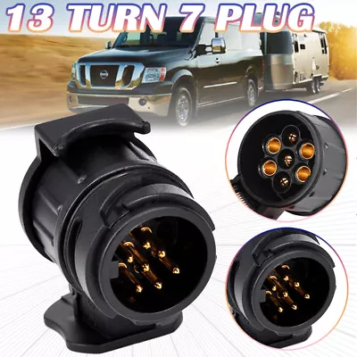 13 To 7 Pin Plug Trailer Truck Electric Adapter Towbar Towing Socket Waterproof • £5.49