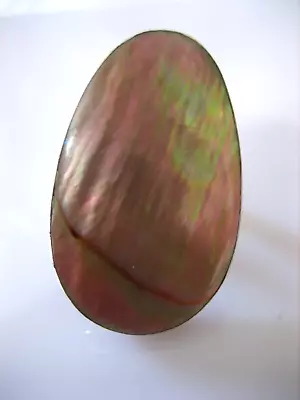 Sterling Silver 925 Abalone Statement Ring Size 7 • $13.48