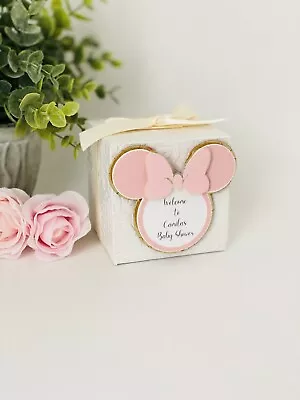 Minnie Mouse Box With Candle 3x3 Birthday Souvenir Party • $78