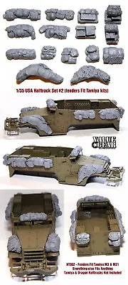 1/35 Halftrack Fender & Pack Set #2 USA WWII (Fits Tamiya M3 M21)- Value Gear • $18