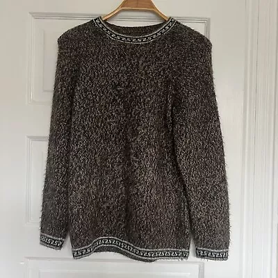 Alpaca Wool Knit Sweater Pattern Peru Forest Brown Earth Tones Unisex Size ~M • $21.50