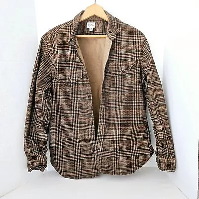 Men's J. Crew CPO Button Down Shirt Jacket Brown Herringbone Re- Imagined Size M • $35