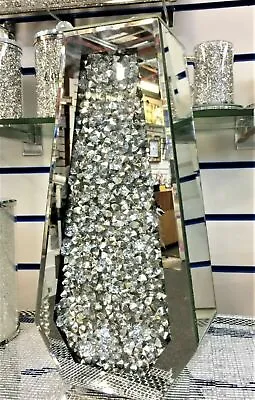 £44.99 • Buy Large 70cm Crushed Diamond  Crystal Sparkly Silver Mirrored Floor Vase Coffin