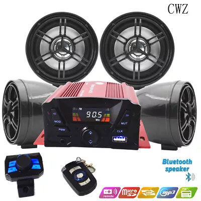 CWZ 4 Speakers Motorcycle Stereo Speaker Audio System Bluetooth Amplifier For US • $88.88