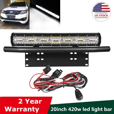 20inch 420W 3-Row LED Light Bar Combo +Front License Plate Mount Bracket +Wiring • $56.99