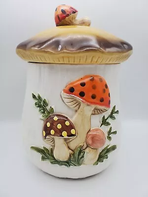 Vintage Merry Mushroom Large Cookie Jar Canister W/ Lid 11-in Sears Retro 1970s • $54.75