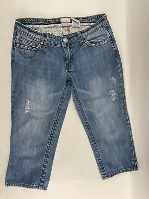 Mudd Jeans Women's Size 5 Blue Denim Pockets Capri Straight Leg • $14.99