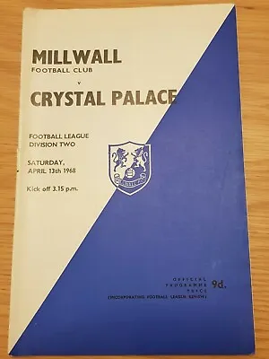 Millwall V Crystal Palace Division Two 13/4/68 Comp With Football Lge Review • £0.99