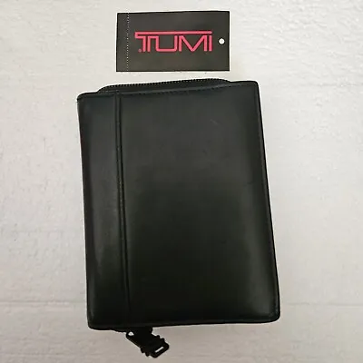 Vintage Tumi Small Zip Around Wallet Leather Calfskin Black For Palm III 3C  • $58