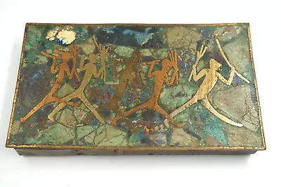 1950’s Hecho En Mexico Mixed Metals Box Copper Brass Azurite Native Warriors • $195