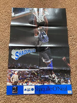 Vintage Nba Basketball Orlando Magic Shaq Shaquille O’neal Dunking Poster 23x35 • $8.99