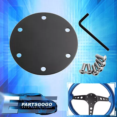 For Universal 6 Bolt Hole Steering Wheel Blank Horn Delete Plate Black + Screws • $15.99