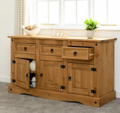 3 Door 3 Drawer Solid Pine Sideboard L144cm X D48cm X H81cm CORONA • £299