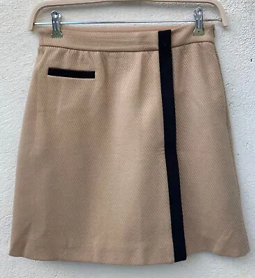 MISSONI 60’s Style Caramel Beige Wool Jersey Mini Designer Skirt UK12 • £14