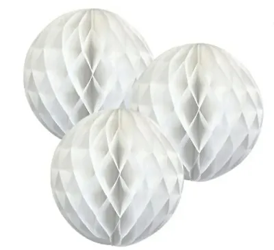 8    White Paper Honeycomb Balls (3per Pack) Birthday Wedding Christening  • £4.99