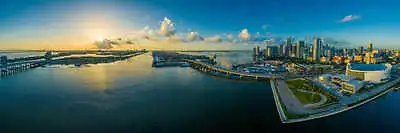 MIAMI FLORIDA SKYLINE LANDSCAPE POSTER PRINT 12x36 HI RES STYLE F • $34.95