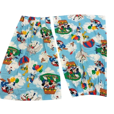£68.69 • Buy VTG Walt Disney Productions Lot Of 2 Curtains Mickey Mouse And Friends 5x3 Ft.