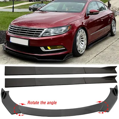 Carbon Front Bumper Lip Spoiler Splitter +Side Skirt For Volkswagen CC 2009-2017 • $175.11